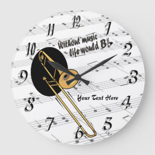 Relógio Grande O Trombone sem vida da música B WallClock liso