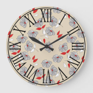 Relógio Grande O vintage retro floresce os numerais romanos