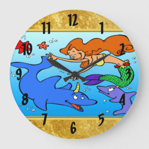 Relógio Grande Obra de arte subaquática 1 do golfinho do mar