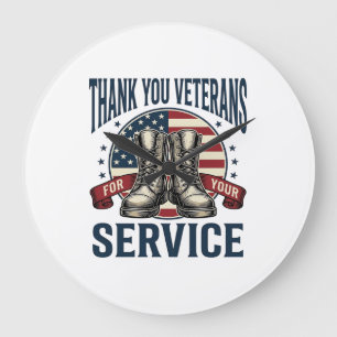 Relógio Grande Obrigado Veteranos Botas Patrióticas Design Vintag