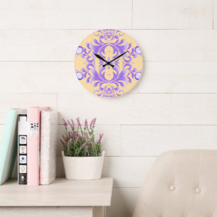 Relógio Grande Oceanic Bloom: Harmonia de Ondas Roxas / Arte Na m