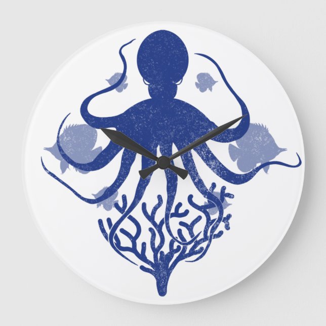 Relógio Grande Octopus (light background) (Frente)