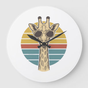 Relógio Grande Óculos de Sol de Girafa Vintage Vetor de Pôr do So