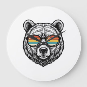 Relógio Grande Óculos de Sol de Urso Vintage Desenho Gráfico Veto
