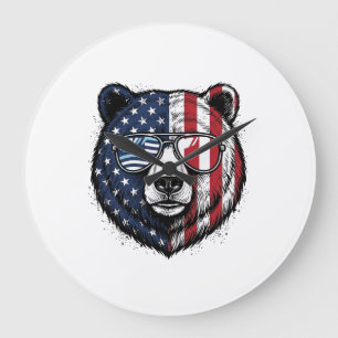 Relógio Grande Óculos de Sol do Urso Patriota Camisa Vector Vinta