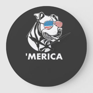 Relógio Grande Óculos de Sol Pitbull Sorridente 4 de Julho Merica