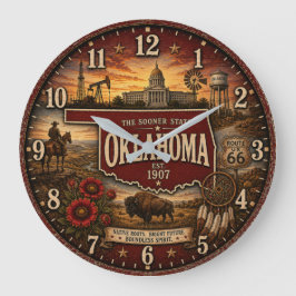 Relógio Grande Oklahoma Sooner State Western Prairie