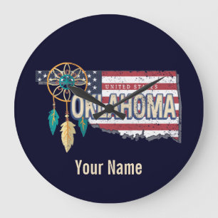 Relógio Grande Oklahoma United States Retro Map Vintage EUA
