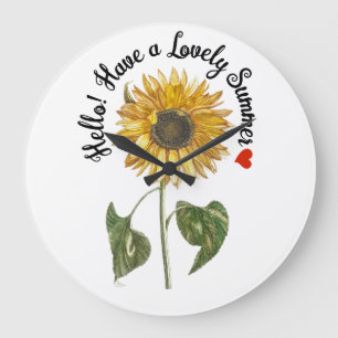 Relógio Grande Olá! Tenha um verão adorável - girassol venenoso 
