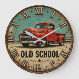 Relógio Grande Old School Vintage Red Pickup Truck Rustic 