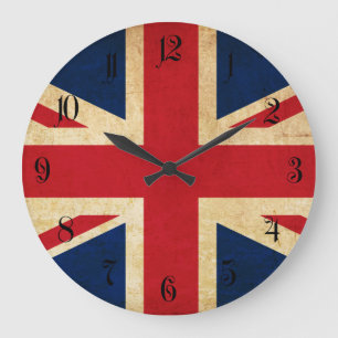 Relógio Grande Old Vintage Grunge Reino Unido Flag Union Jack