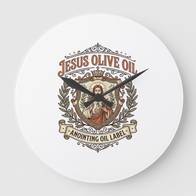 Relógio Grande Óleo de Oliveira Jesus Óleo de Unção Rótulo Óleo d (Frente)