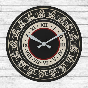 Relógio Grande Olhar antigo é preto e cru com borgonha