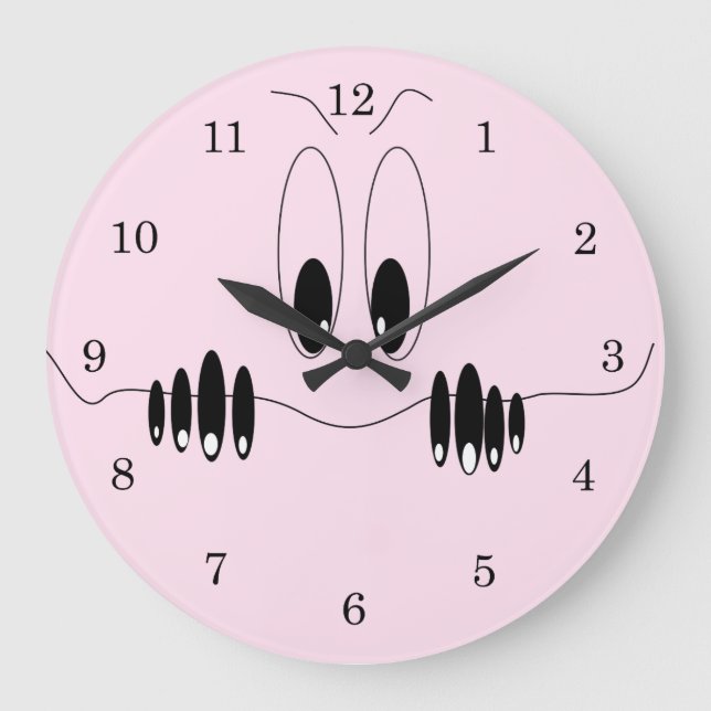 Relógio Grande Olhos Curiosity Engraçados - Desenho De Cartoon So (Frente)