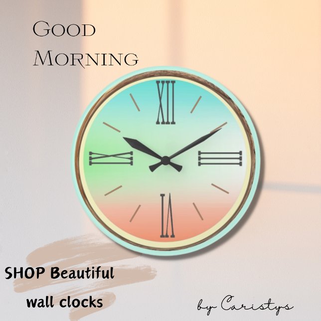 Relógio Grande Ombre Aqua, Verde, Coral (Criador carregado)