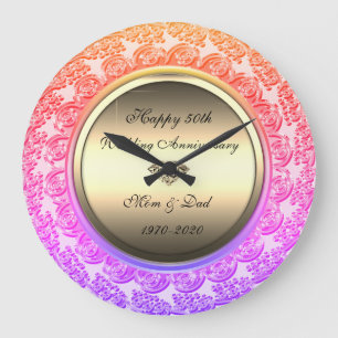 Relógio Grande Ombre de Diamante Dourado 50º Aniversário de Casam