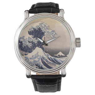 Relógio Grande Onda na Costa de Kanagawa por Hokusai