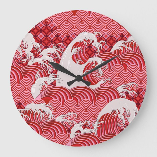 Relógio Grande Ondas Chinesas: Estilo Sem Olho Decorativo. (Frente)