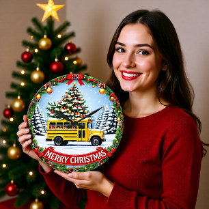 Relógio Grande Ônibus Escolar de Natal Inverno