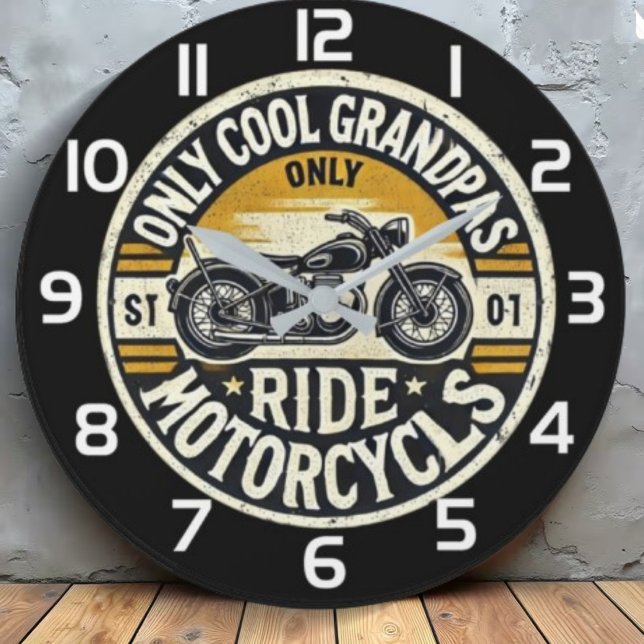 Relógio Grande Only Cool Grandpas Ride Motorcycles  (Criador carregado)