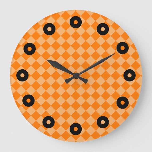 Relógio Grande Orange Combination Diamond Pattern by STaylor (Frente)