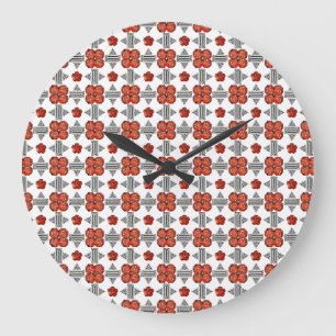 Relógio Grande Orange Diamond Gemstone Art, Orange