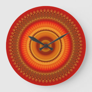 Relógio Grande Orange e Yellow Mandala