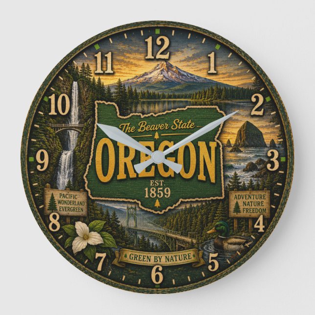 Relógio Grande Oregon Beaver State Mountain  Coastal  (Frente)