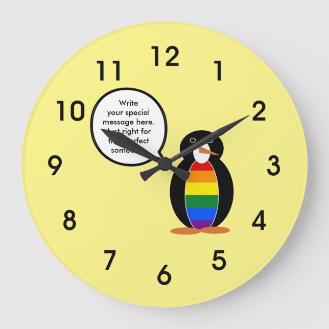 Relógio Grande Orgulho gay Flag Conversando Sr. Penguin (Frente)