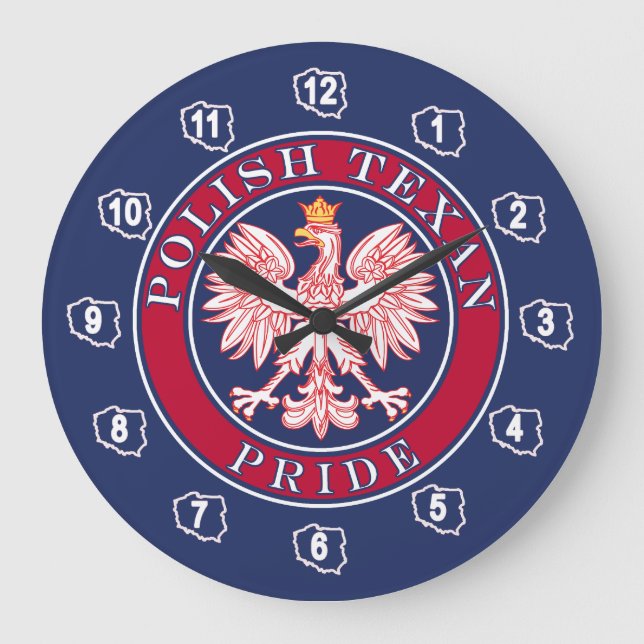 Relógio Grande Orgulho Texano Polonês (Frente)