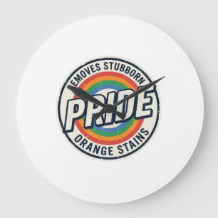 Relógio Grande Orgulho Vintage Protesto Crachá Arco-Íris Vector D