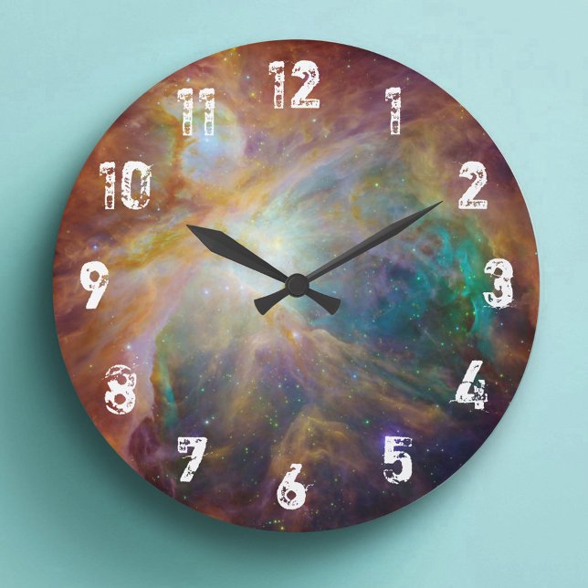 Relógio Grande Orion Nebula Celestial Foto (Orion Nebula Numbers Celestial Space Photo Large Clock)