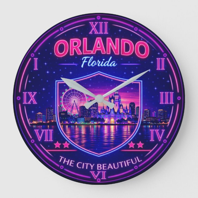 Relógio Grande Orlando Florida Skyline  (Frente)