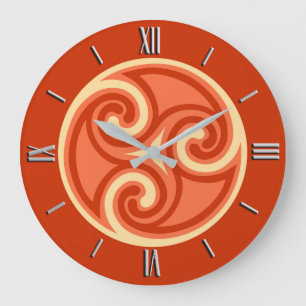 Relógio Grande Ornamento Celtic Triskele, tangerina Laranja