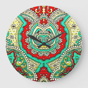 Relógio Grande Ornamento de arabesco neon: estilo anos 80.