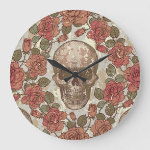 Relógio Grande Ornamento de Hulhas e Rosas Retro