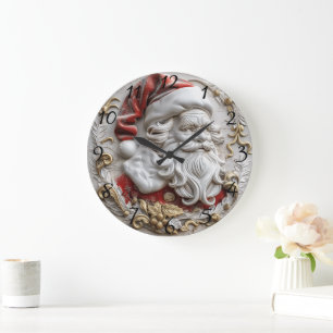 Relógio Grande Ornamento de Papais noeis festivos captura alegria