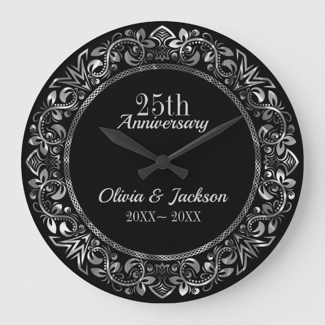 Relógio Grande Ornamento Floral (Frente)