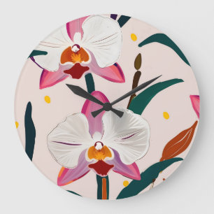 Relógio Grande Orquídeas Rosa