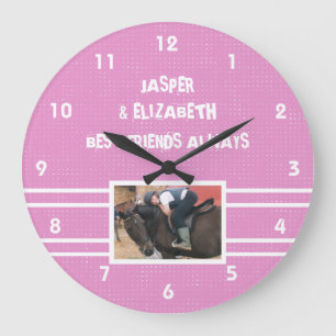 Relógio Grande Os melhores amigos sempre tiraram fotos rosa e bra