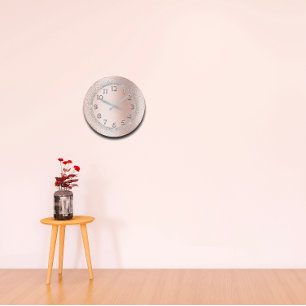 Relógio Grande Os números Dourados do rosa do cinza do brilho