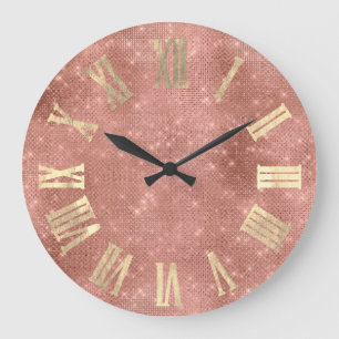 Relógio Grande Os números romanos mínimos metálicos Dourados