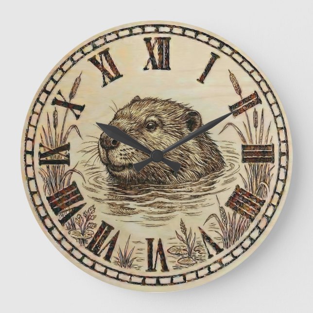 Relógio Grande Otter Wooden Wall Clock (Frente)