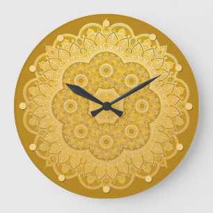 Relógio Grande Ouro Amarelo Mandala