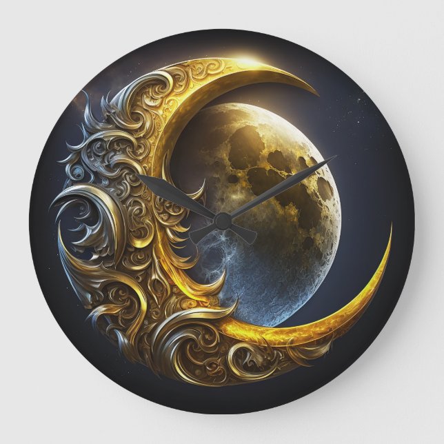 Relógio Grande Ouro Astrologia da Lua Treinador Espiritual (Frente)