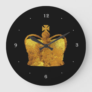 Relógio Grande Ouro Crown Wall Clock