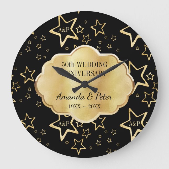 Relógio Grande Ouro Stars com Monograma (Frente)