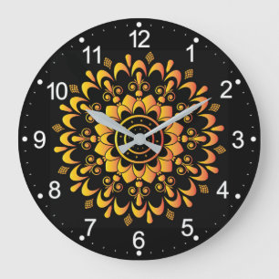 Relógio Grande Ouro único Mandala Design