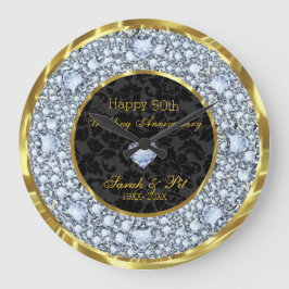 Relógio Grande Ouros, 50 anos de Casamento Preto e Dourado