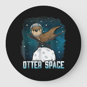 Relógio Grande Outro Espaço Funny Otter Space Animal